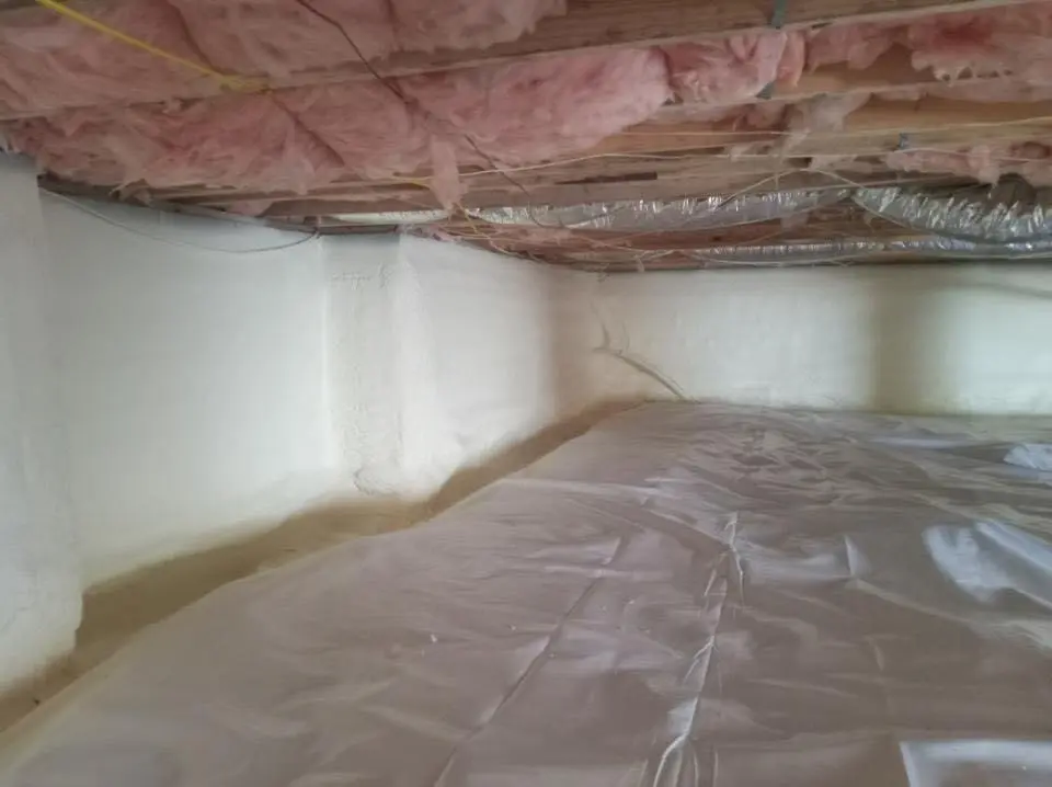 Crawl space encapsulation with closed-cell spray foam for Attic Insulation in Cranston